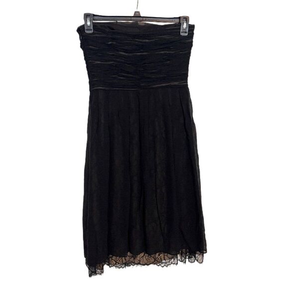 Ann Taylor BLACK silk strapless mini dress SIZE 6 - Picture 3 of 9